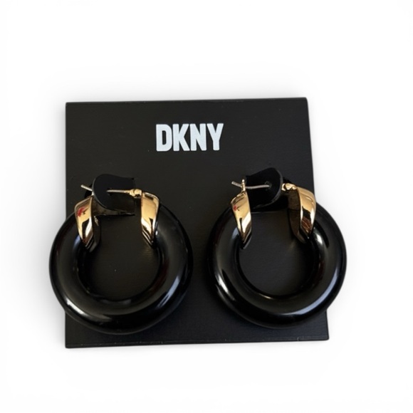 Dkny Jewelry - DKNY Stylish Black and Gold Earrings